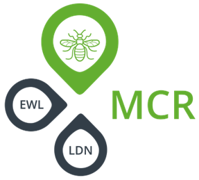 MCR logo with green bee icon