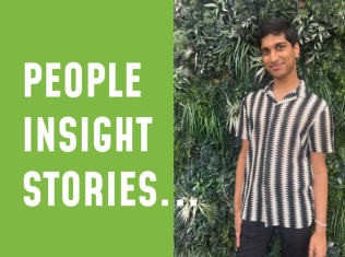 People insight stories text with photo of Samuel